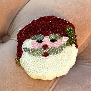 Beaded Santa 4” change purse or little bag. NWOT So cute C.Marie collection